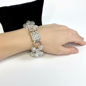 Double Strand Crystal Bracelet With Sterling Silver Clasp 7”